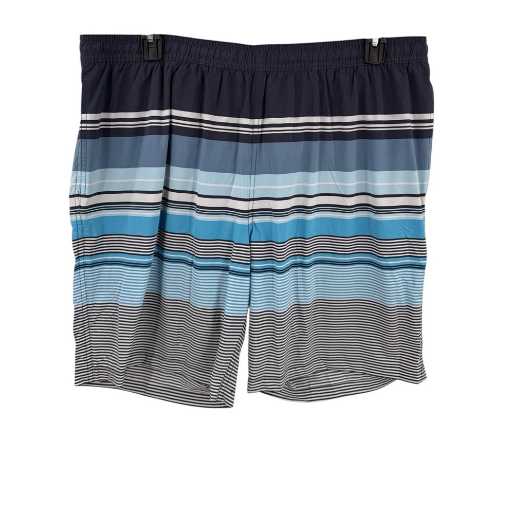 Kirklands Mens Swim Shorts Trunks Size XXL NEW Blue Striped Drawstring Blue
